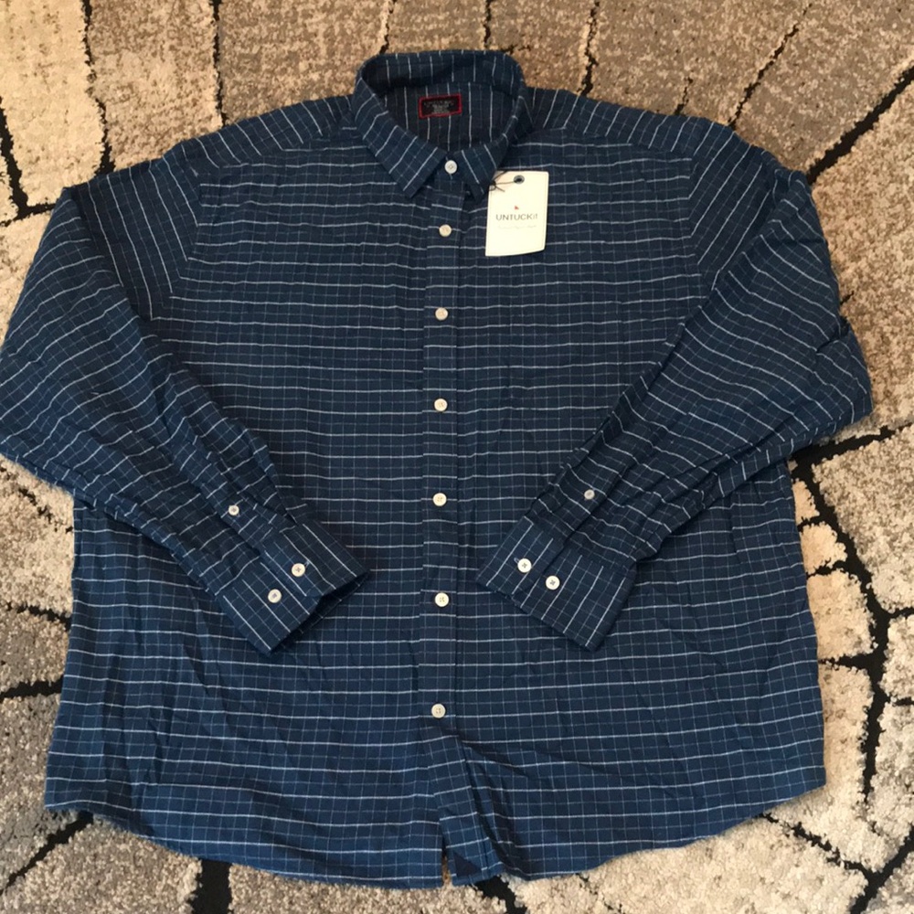 🐬Untuckit Men's Blue Checked Shirt